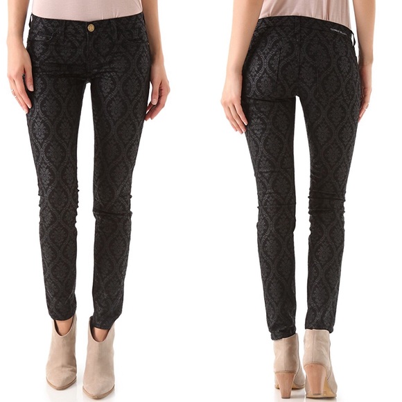 Current/Elliott Denim - Current/Elliott Coated Ankle Skinny Print Jeans